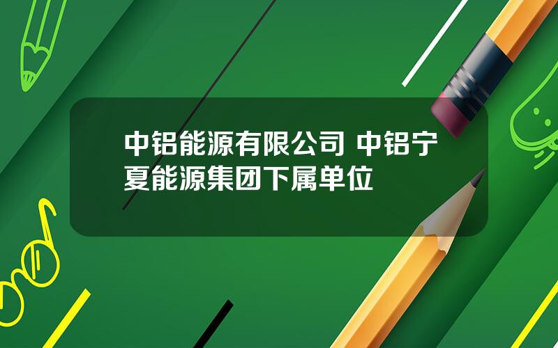 中铝能源有限公司 中铝宁夏能源集团下属单位